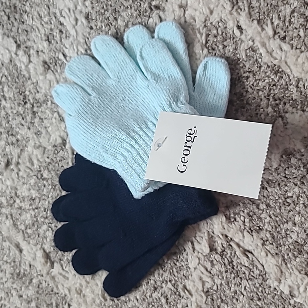 10 for $25 - George Girls 2-3x Knit Gloves - 2 Pairs - Light and Dark Blue